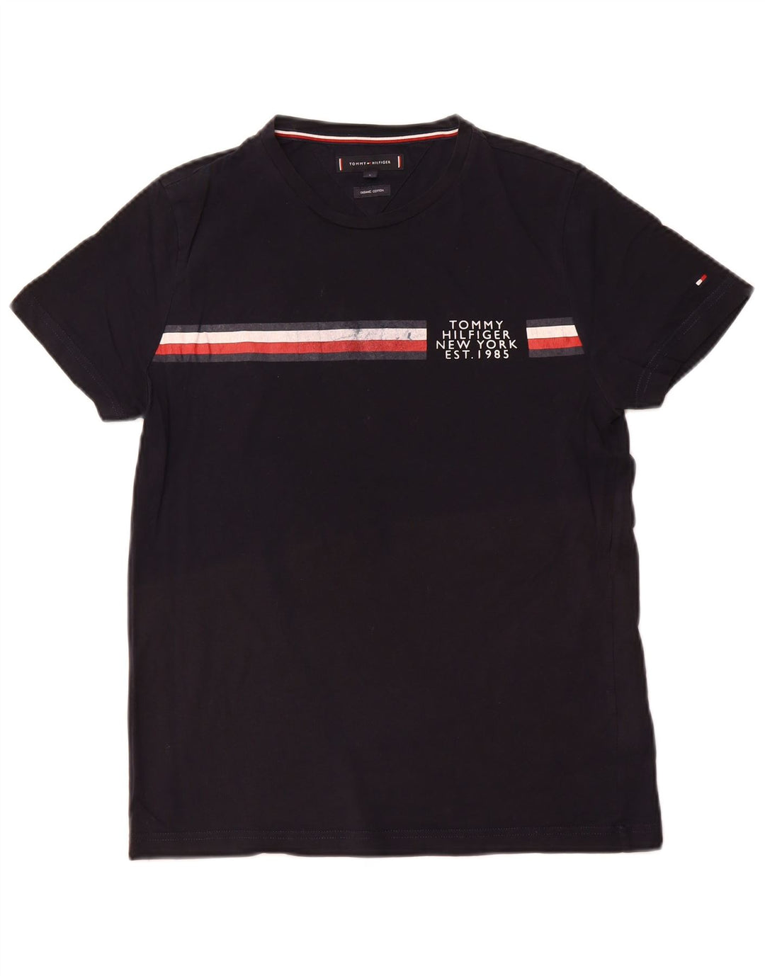 TOMMY HILFIGER T-shirt grafica da uomo Top piccolo in cotone a righe nere