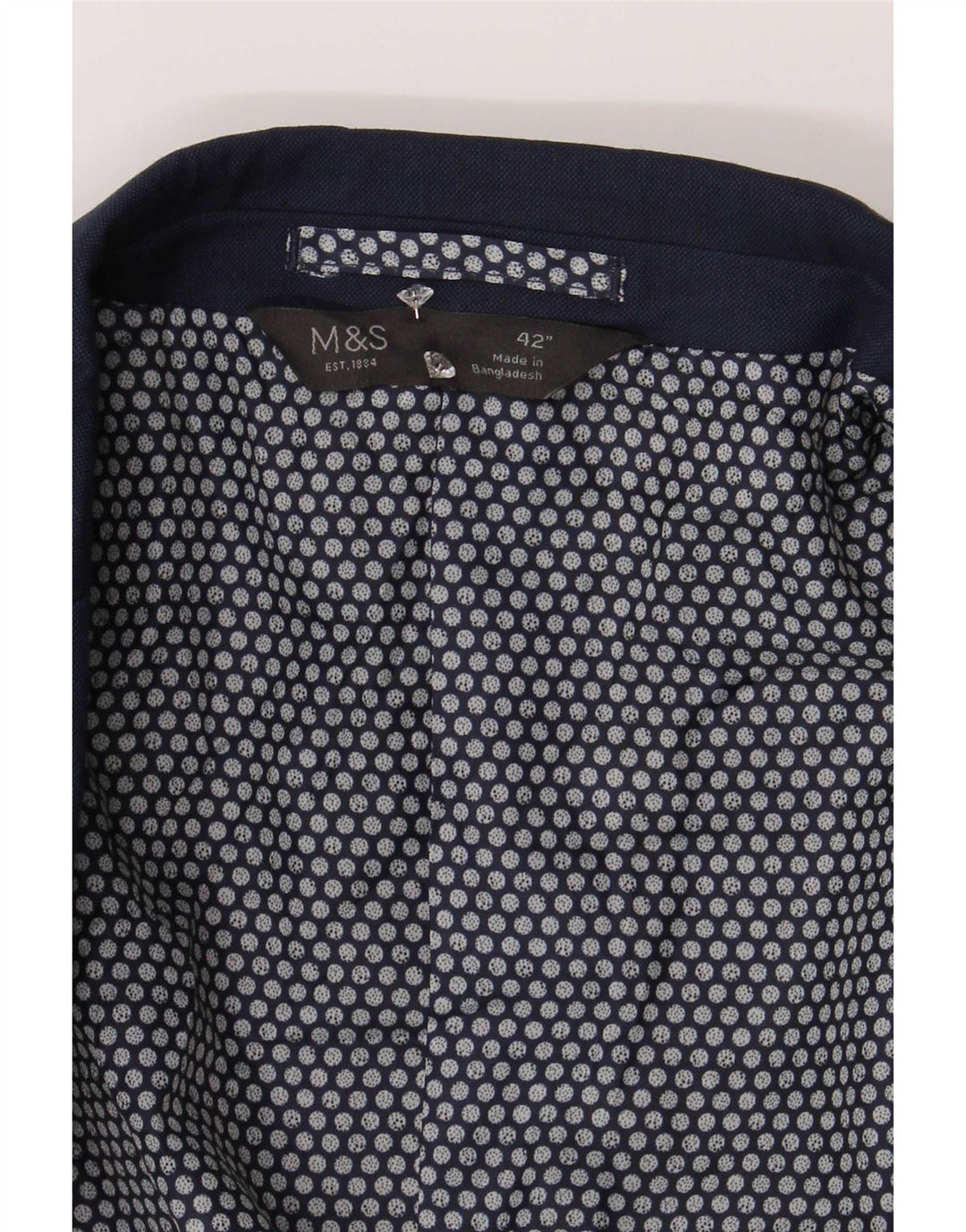 Giacca blazer a 2 bottoni da uomo Marks & Spencer UK 42 grande poliestere blu navy