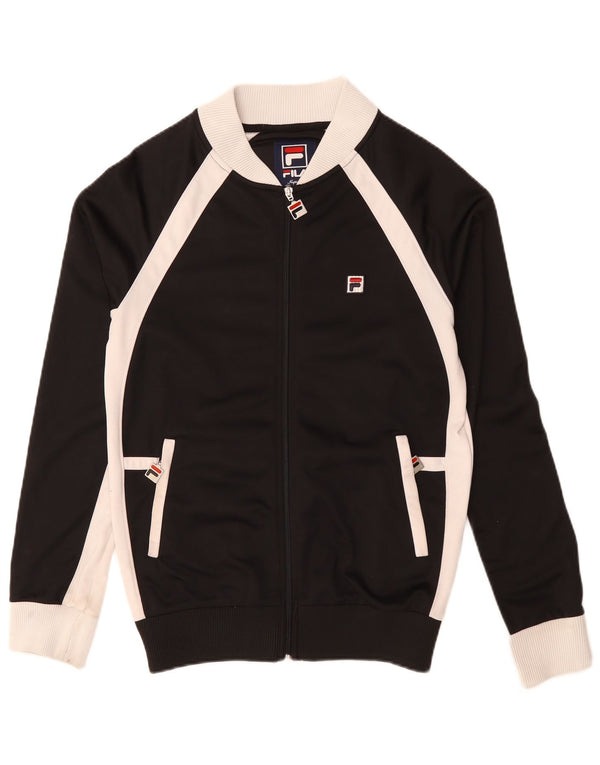 Giacca da ginnastica da uomo Fila Small in poliestere color block nero