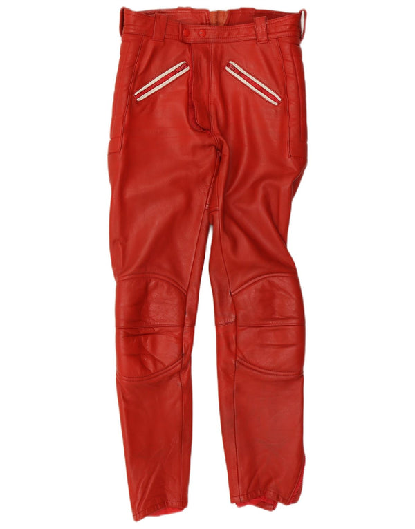 Pantaloni in pelle Moto Racer da uomo vintage IT 48 Medio W30 L29 Pelle rossa