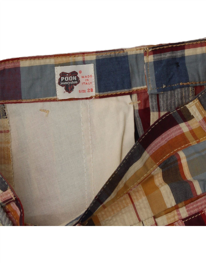 POOH Mens Chino Shorts W26 XS Multicoloured Check Polyester Vintage Pooh and Second-Hand Pooh from Messina Hembry 