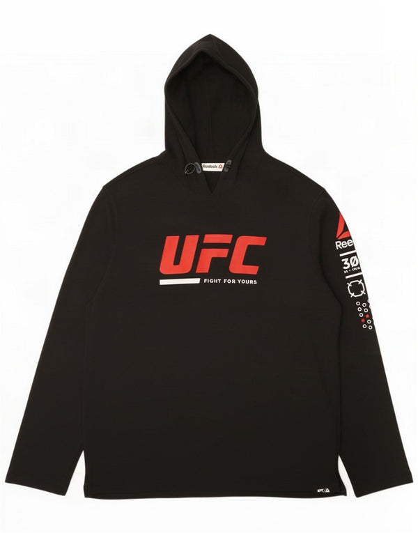 Reebok Top grafico da uomo con cappuccio manica lunga XL Poliestere nero