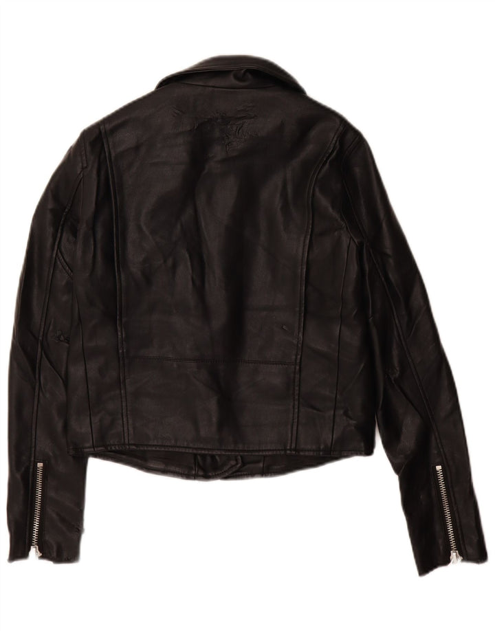 Giacca da motociclista in ecopelle da donna Zara UK 6 XS poliuretano nero