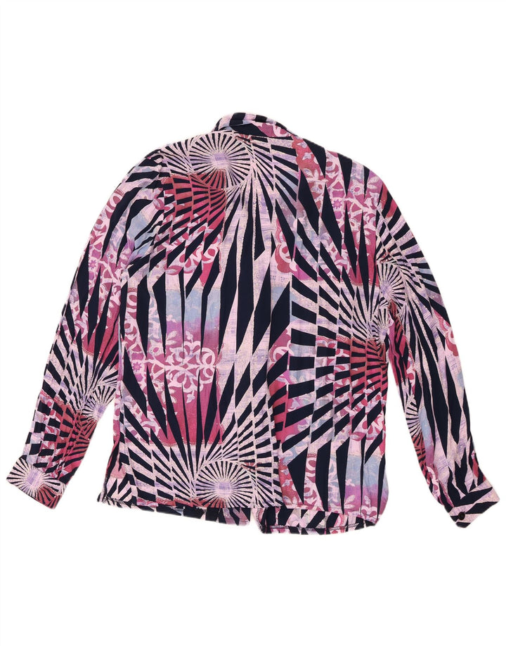 Camicia vintage da donna UK 14 Viscosa geometrica multicolore media