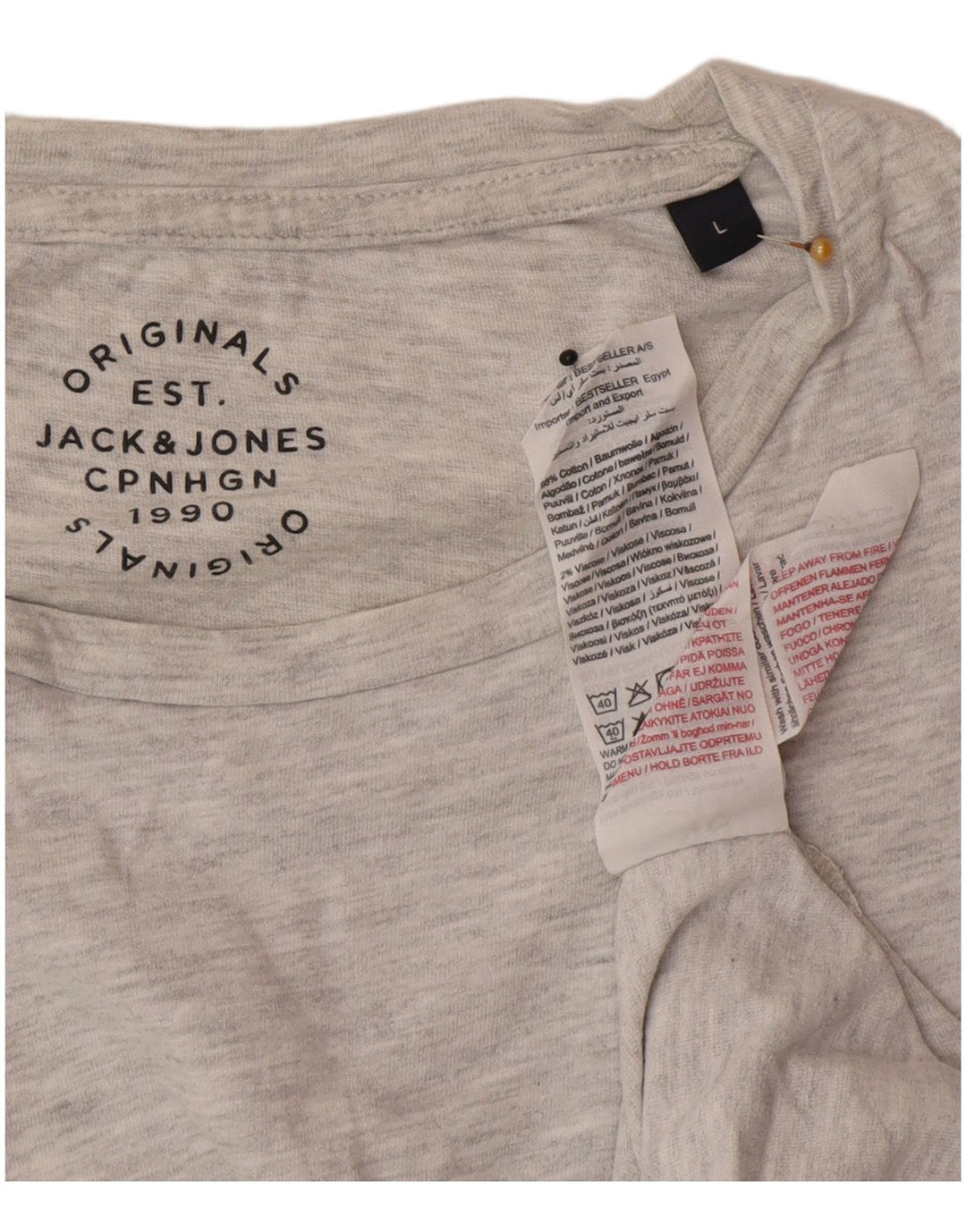Jack & Jones T-shirt da uomo Top grande in cotone chiazzato grigio