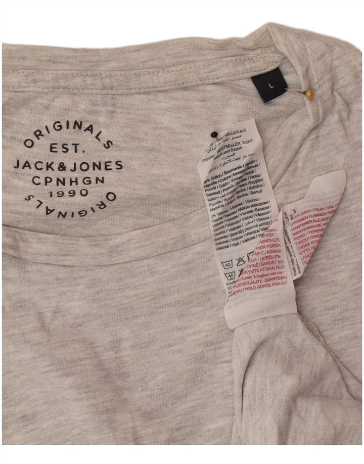 Jack & Jones T-shirt da uomo Top grande in cotone chiazzato grigio