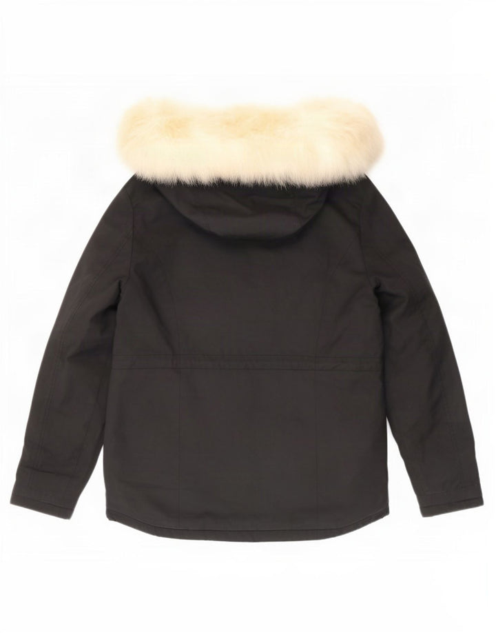 Giacca Parka con cappuccio da donna Topshop UK 8 Small Poliestere nero