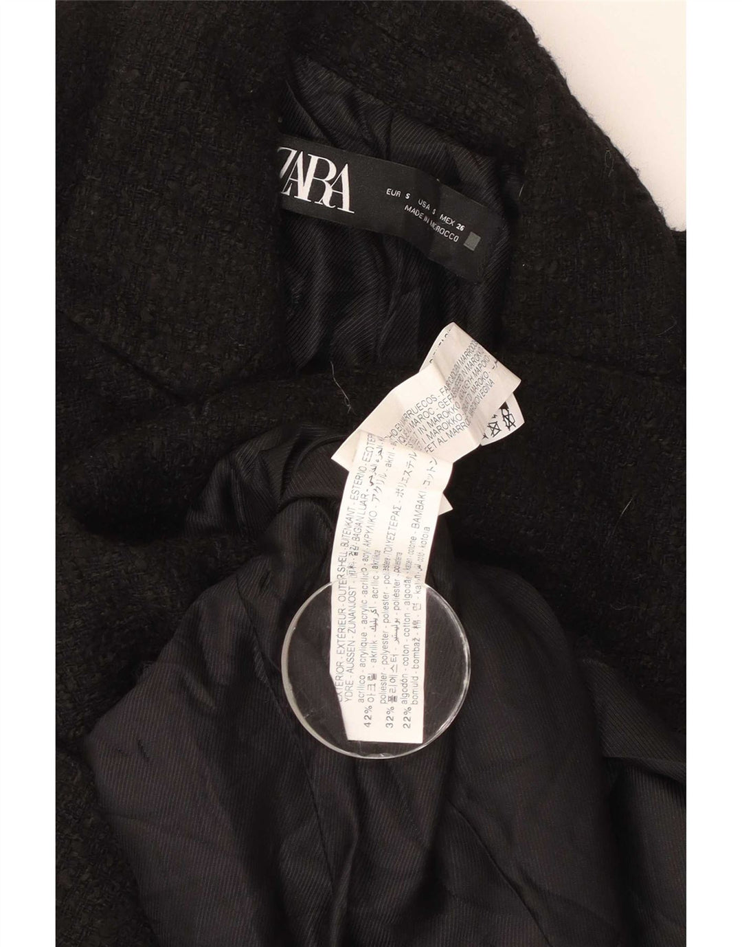 Giacca blazer doppiopetto da donna Zara UK 10 piccola in acrilico nero