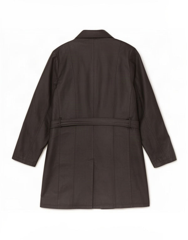 Cappotto in pelle doppio petto da uomo JCC UK 44 2XL Nero