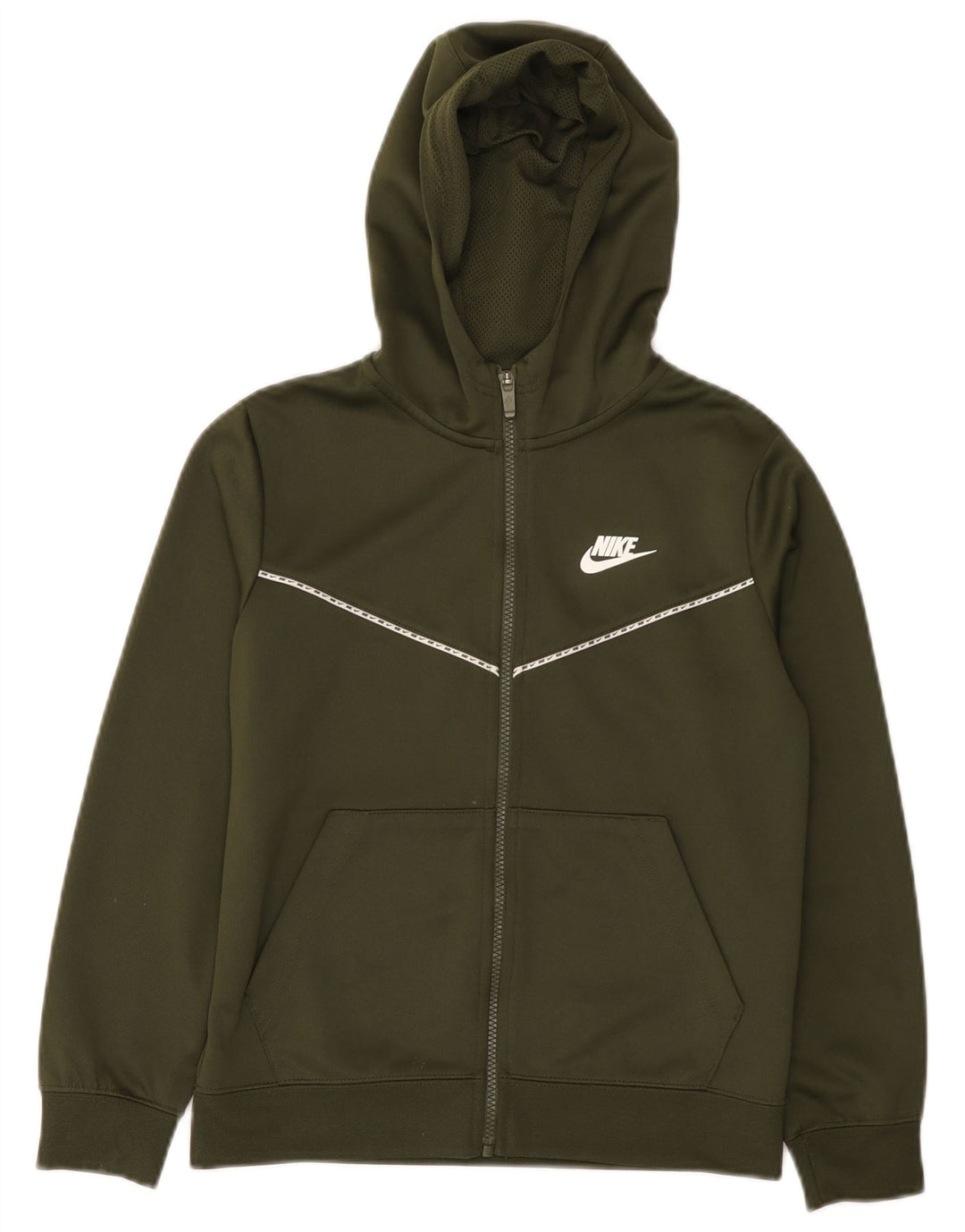 Felpa con cappuccio e zip Nike per ragazzi, 10-11 anni, poliestere kaki medio