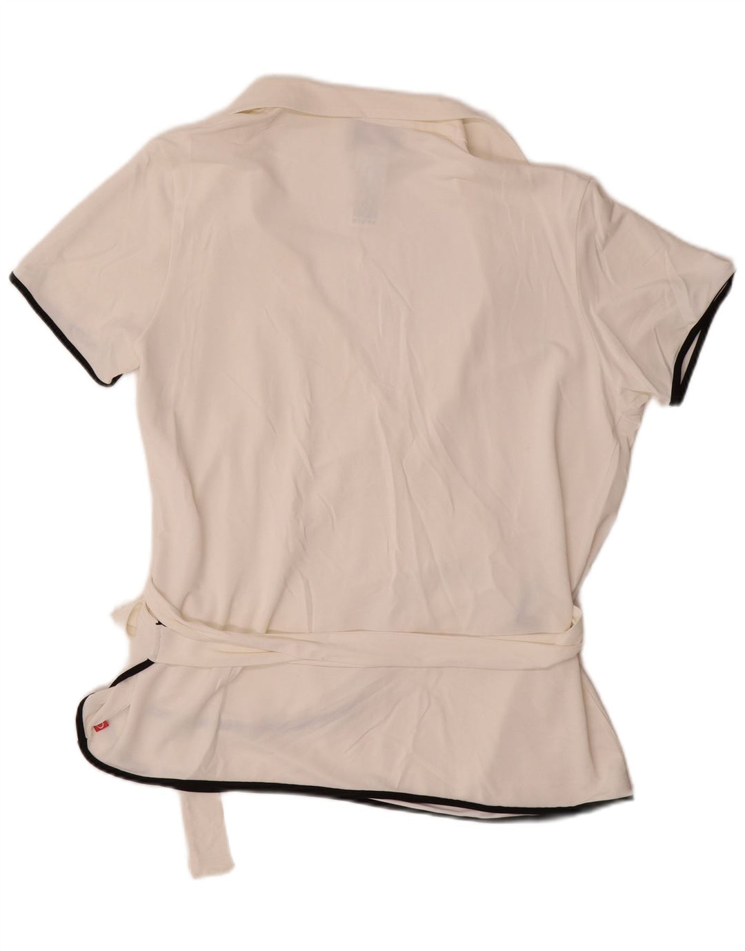 MARINA RINALDI Camicia a maniche corte avvolgente da donna Camicetta UK 14 Medio Bianco