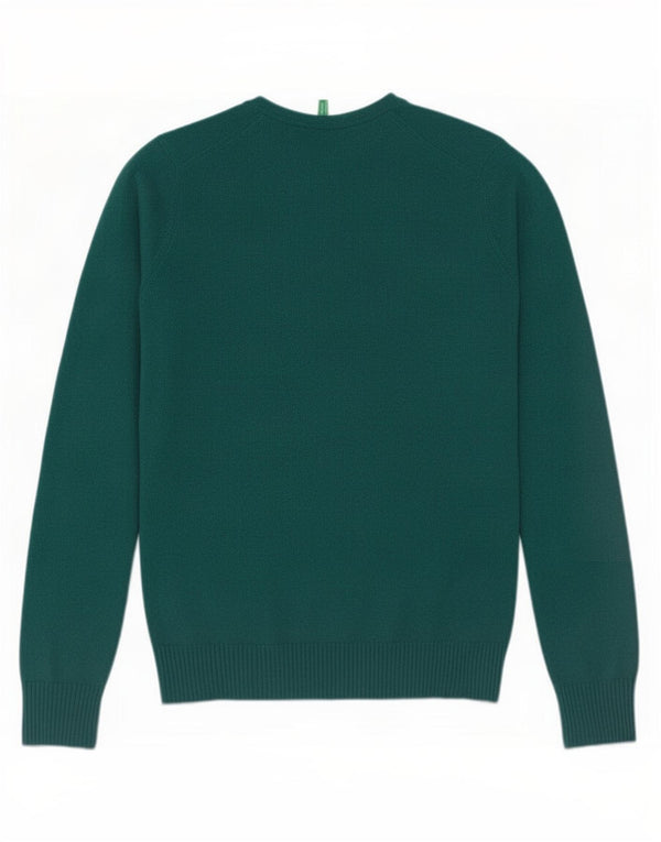 Maglione da donna con scollo a V Benetton UK 16 Large Green Wool