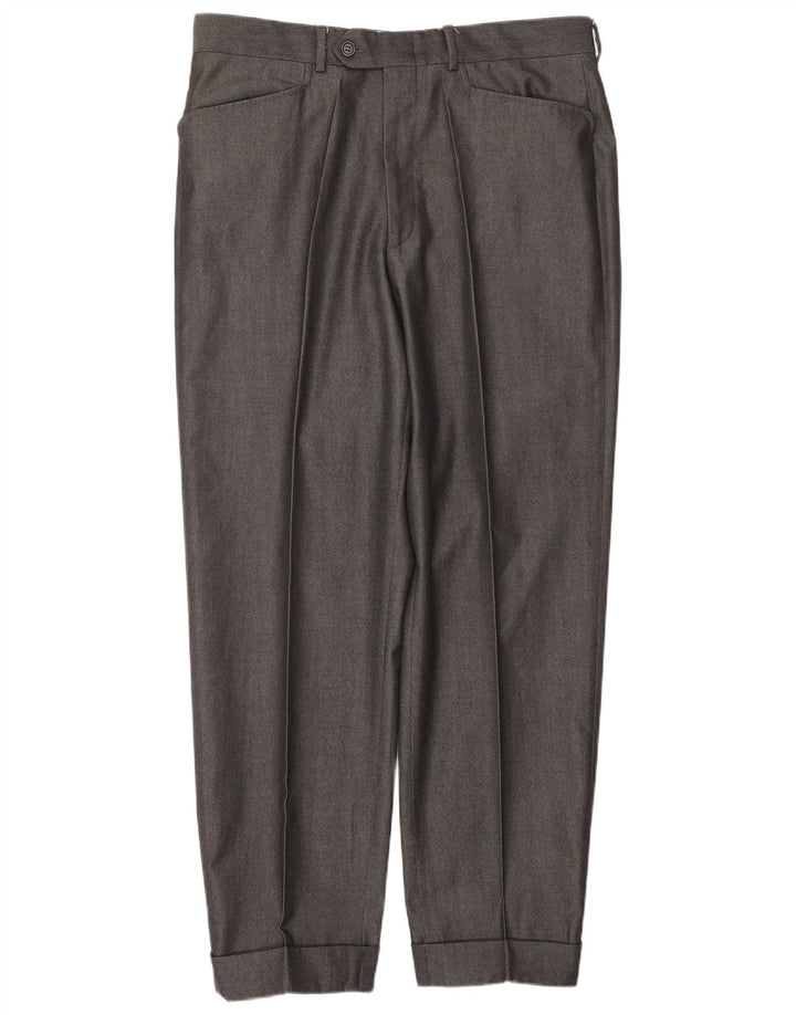 Pantaloni da abito da uomo con pegging CERRUTI 1881 IT 50 Large W32 L30 Grigio Classico