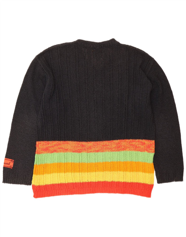 FOXHOUND Maglione da uomo con scollo a V, cotone a righe grandi nere