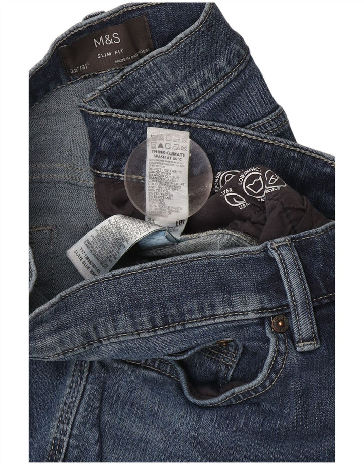 Jeans slim da uomo Marks & Spencer W32 L31 cotone blu