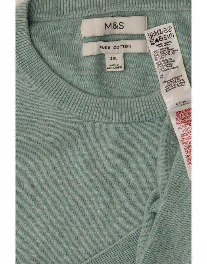 MARKS & SPENCER Maglione girocollo da uomo 2XL cotone verde