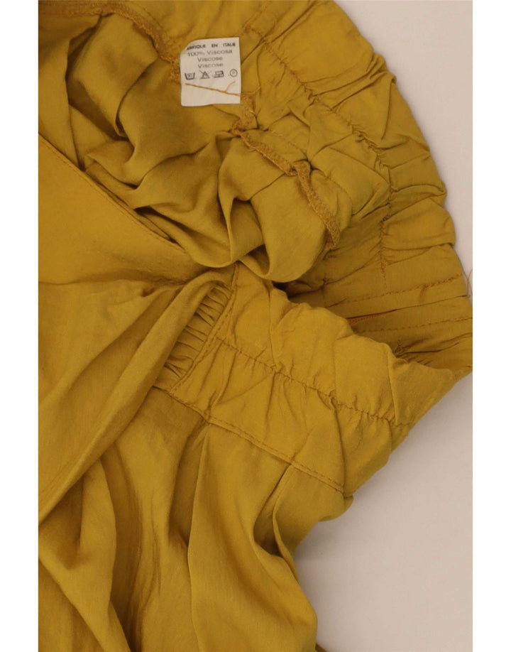Minigonna vintage da donna Skort W26 piccola in viscosa gialla