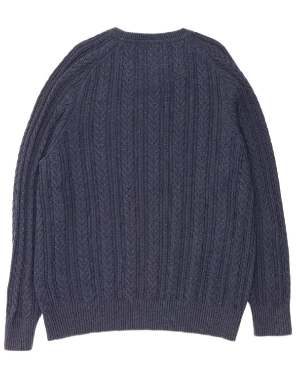 FAT FACE Maglione da uomo con scollo a barca XL in cotone screziato blu navy