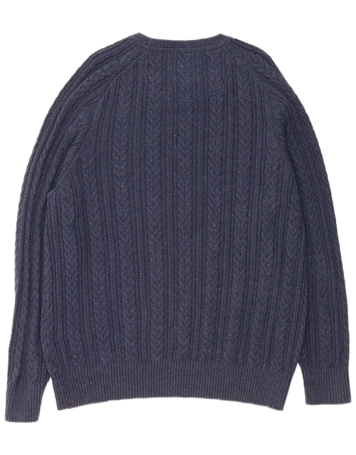 FAT FACE Maglione da uomo con scollo a barca XL in cotone screziato blu navy