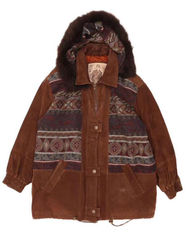 Soprabito Oversize Da Donna In Pelle Scamosciata Conbipel IT 46 Large In Pelle Paisley Marrone