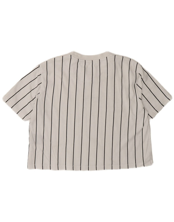 Karl Kani T-shirt grafica oversize corta da donna Top UK 6 XS a righe bianche