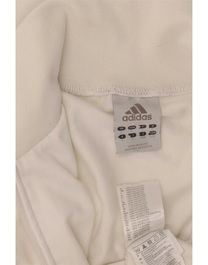 Giacca da ginnastica da uomo Adidas Large bianca in poliestere