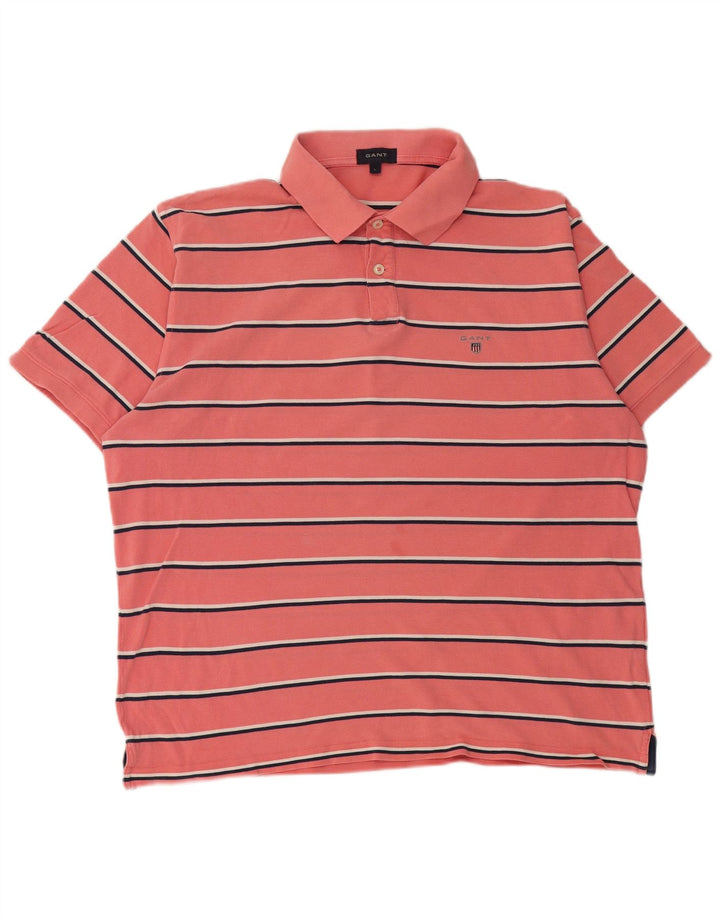 Polo da uomo Gant in cotone a righe grandi rosa