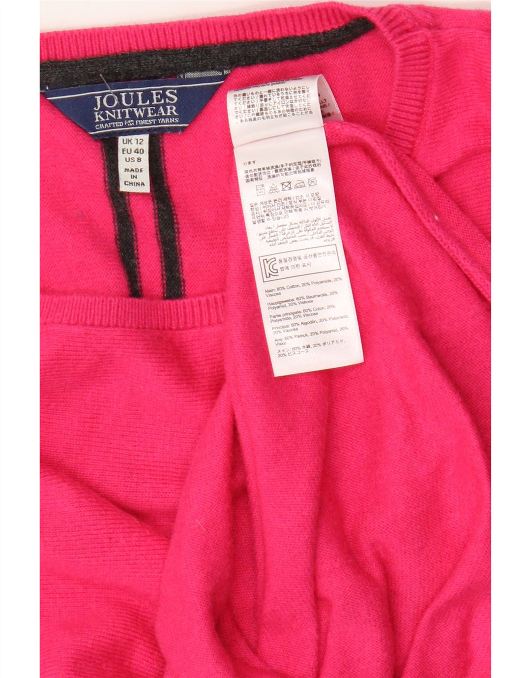 Maglione maglione girocollo da donna Joules UK 12 cotone rosa medio