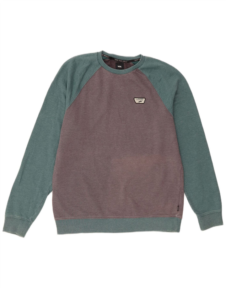 Felpa da uomo Vans, maglione grande, in cotone color block blu