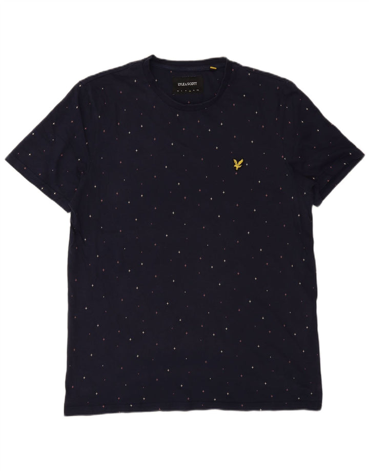 T-shirt da uomo Lyle & Scott Top grande in cotone screziato blu navy