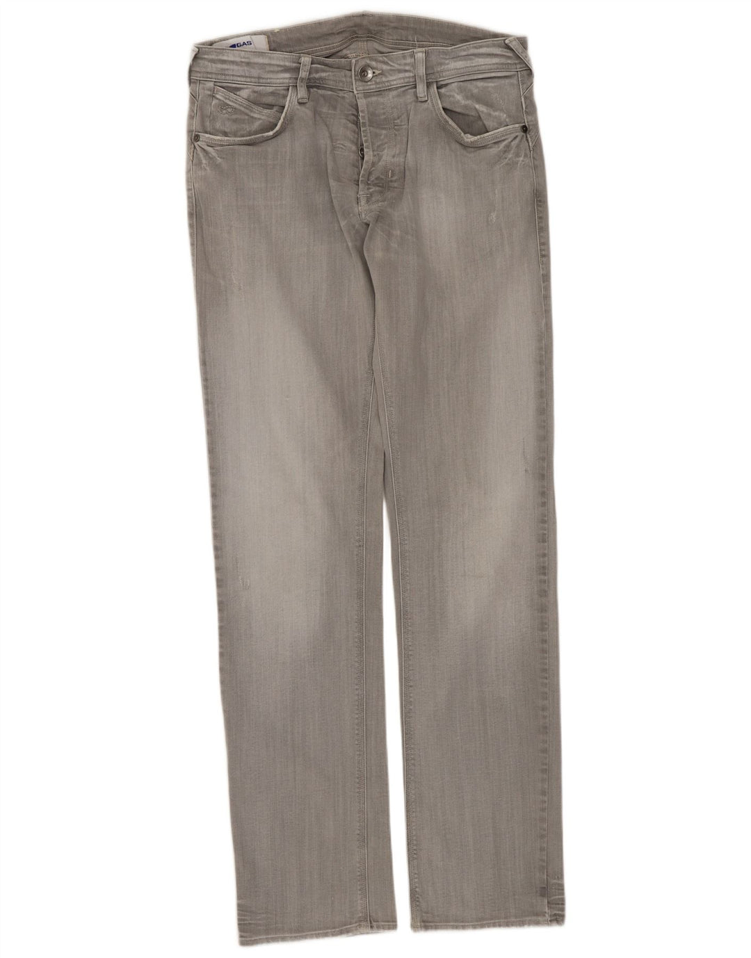 Jeans dritti invecchiati da uomo GAS W33 L33 cotone grigio