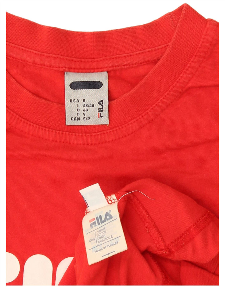 T-shirt grafica da uomo Fila Top Small in cotone rosso