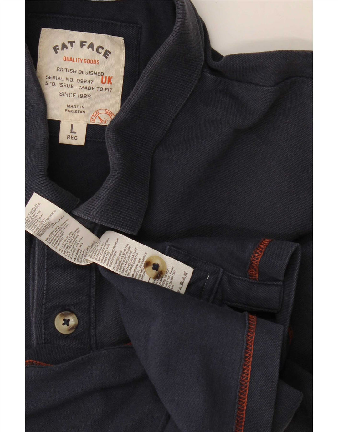 Polo da uomo Fat Face grande in cotone blu navy
