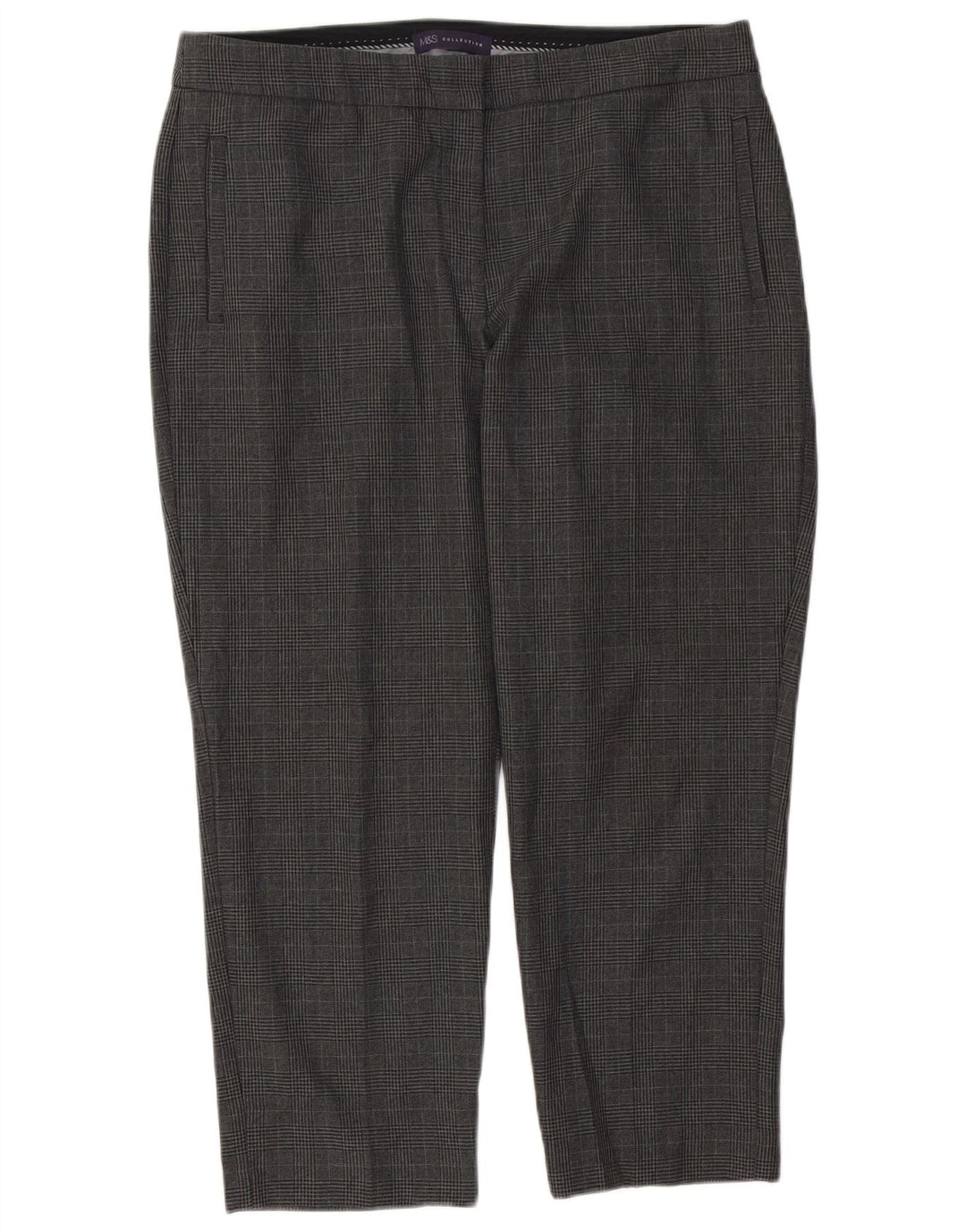 Pantaloni corti da donna Marks & Spencer UK 14 Large W34 L25 a quadri grigi