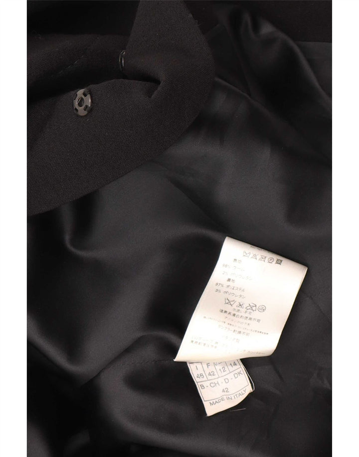Giacca blazer lunga da donna Emilio Pucci UK 14 lana vergine nera media