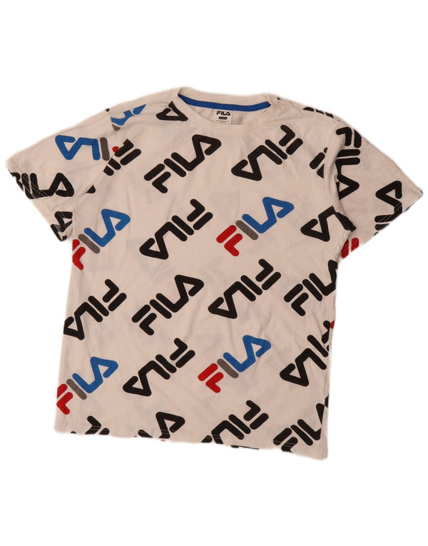 Maglietta grafica da ragazzo Fila Top 15-16 anni XL cotone bianco