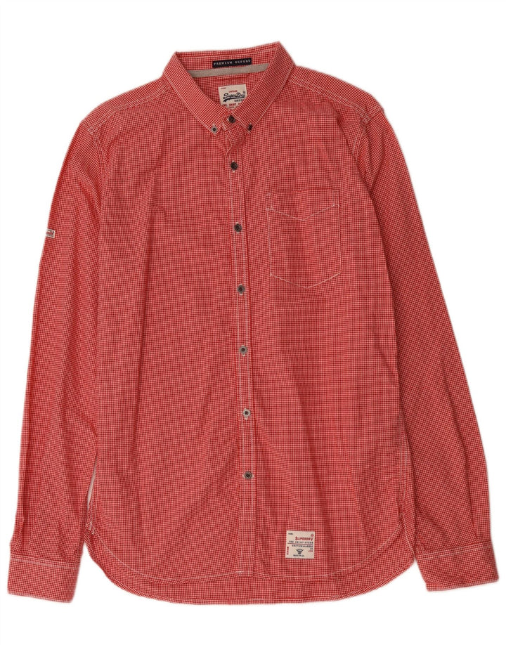 Camicia da uomo SUPERDRY grande in cotone a quadretti rossi