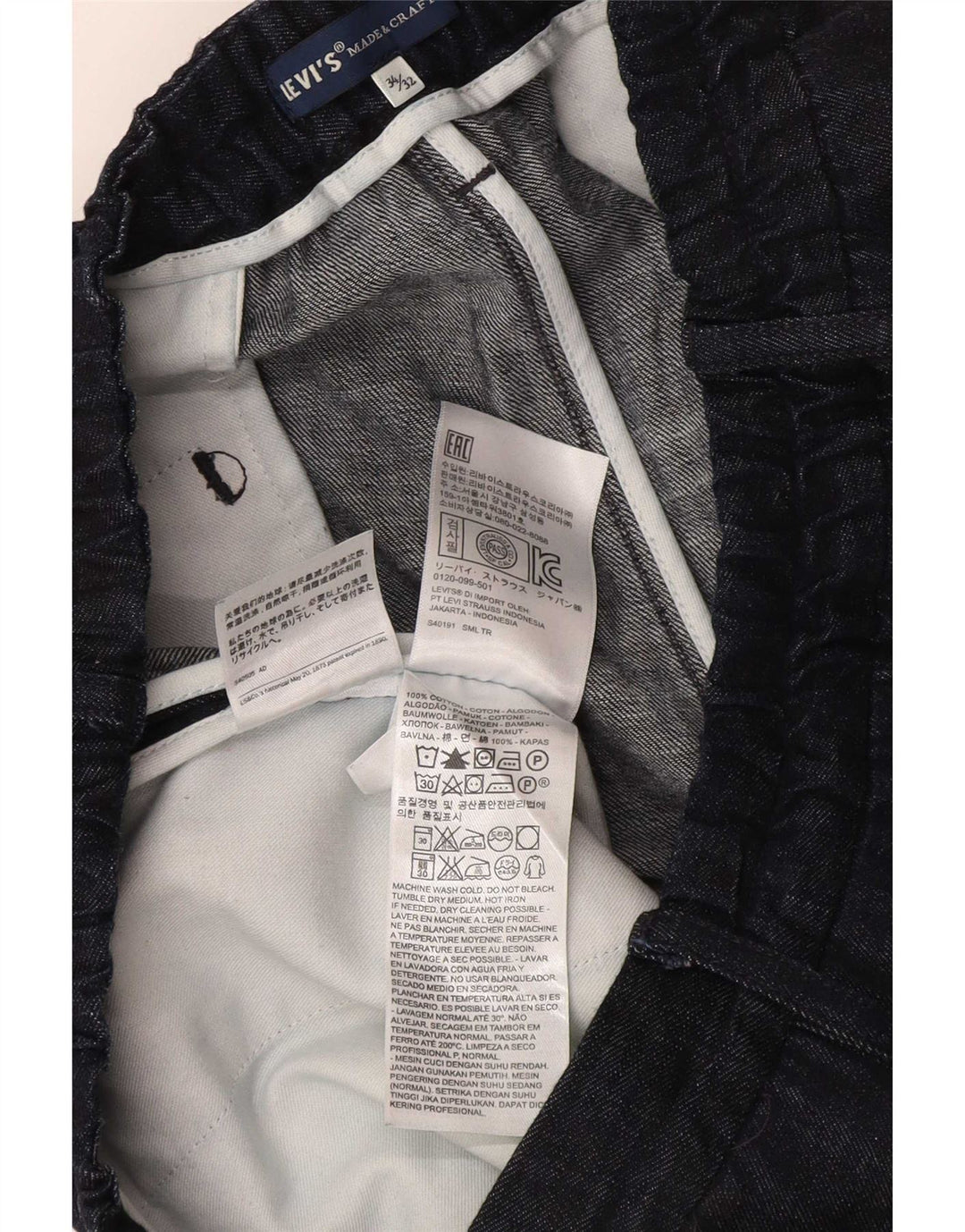Pantaloni da abito con pegging da donna Levi's W34 L26 in cotone blu navy