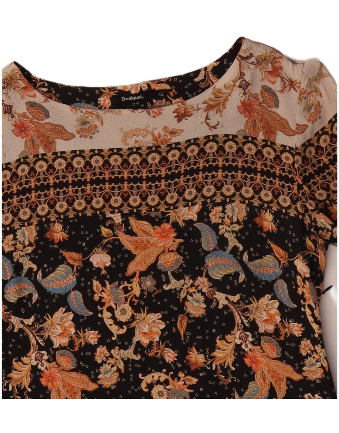 DESIGUAL Abito da donna a trapezio con maniche a 3/4 EU 42 Grande floreale multicolore