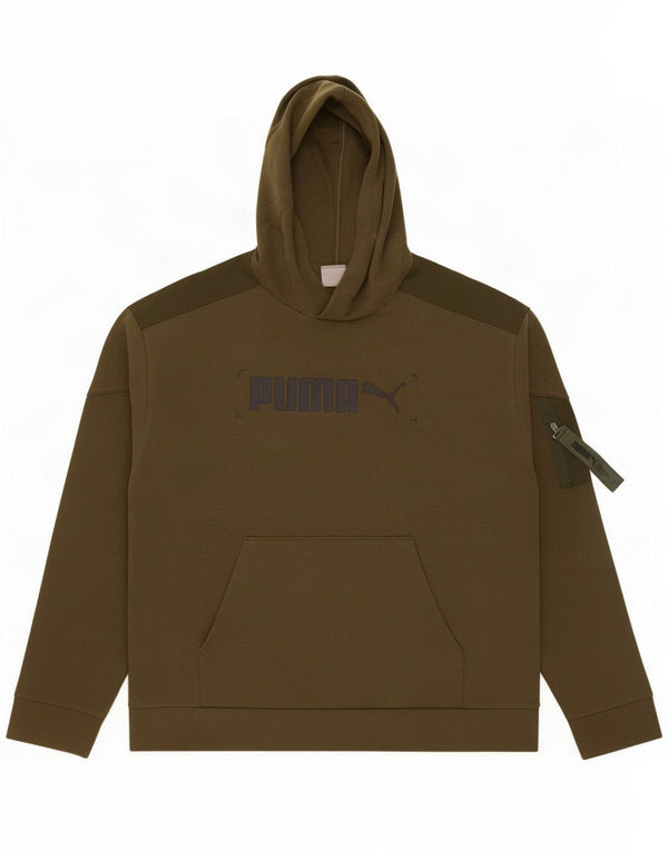 Felpa con cappuccio grafica da uomo Puma grande in cotone kaki