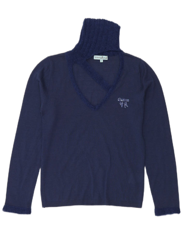 Guess Maglione da donna marciano collo alto maglione US 3 piccolo lana blu navy