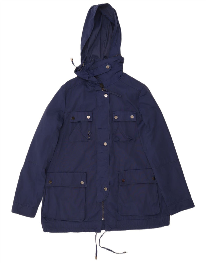 Giacca Parka con cappuccio da donna Zara UK 14 nylon blu navy medio