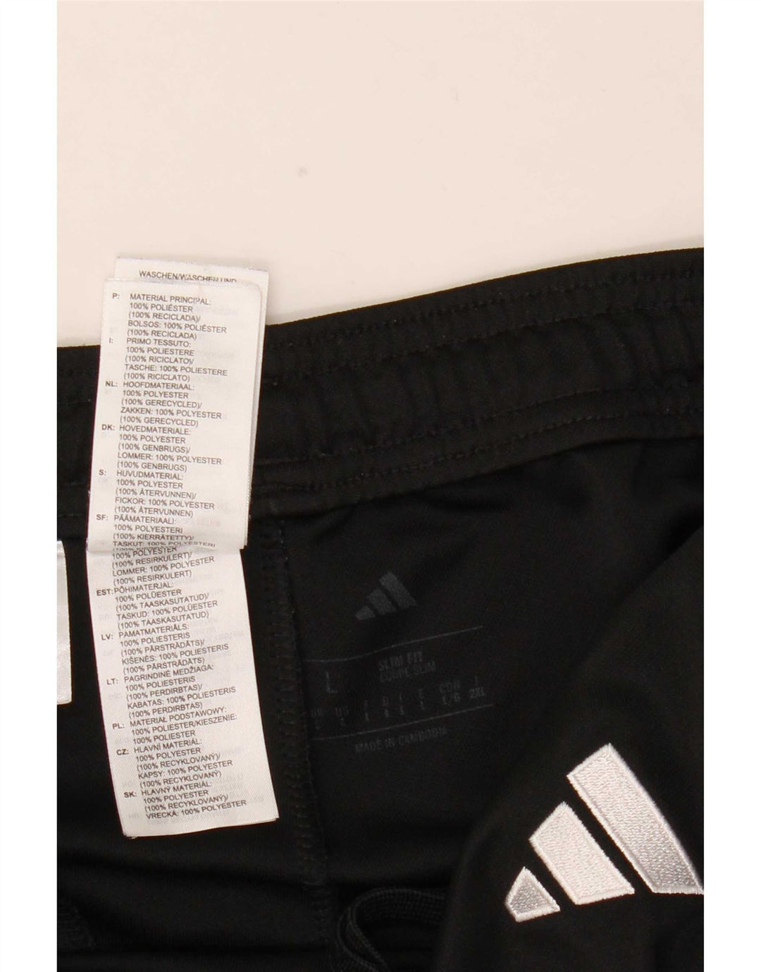 Pantaloni da tuta Adidas da uomo slim fit grandi in poliestere nero