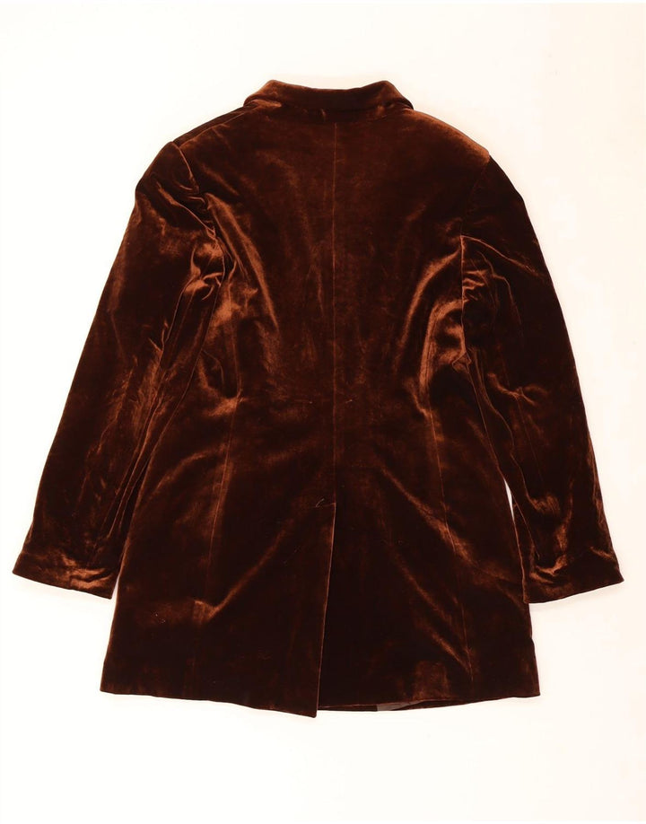 Giacca blazer vintage da donna in velluto a 1 bottone UK 14 marrone medio classico