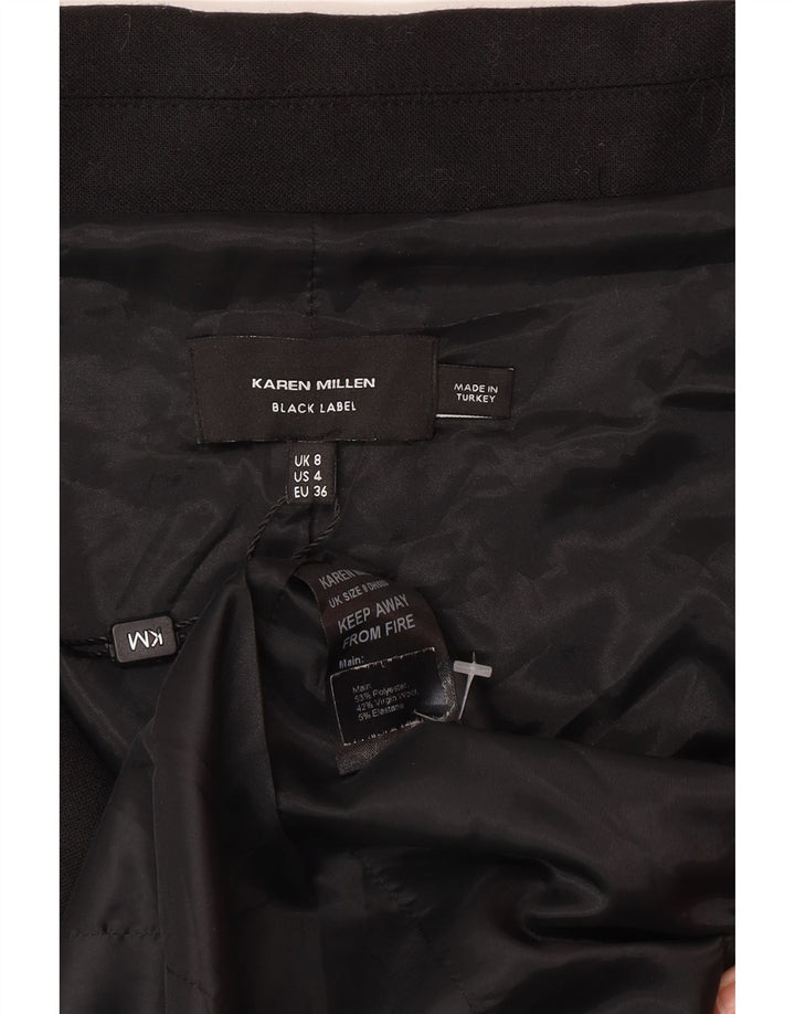 Cappotto doppiopetto da donna Karen Millen UK 8 piccolo poliestere nero