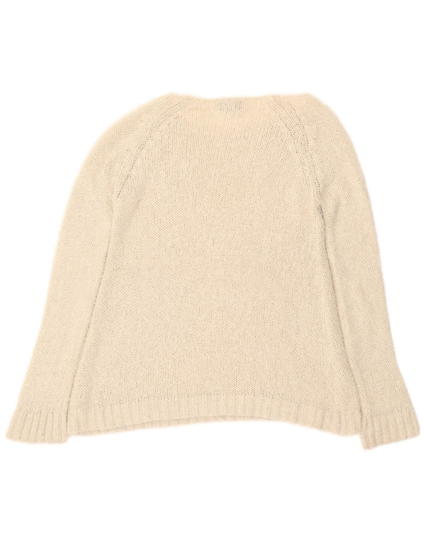 Maglione maglione oversize con scollo a barca da donna Topshop UK 10 piccolo bianco sporco