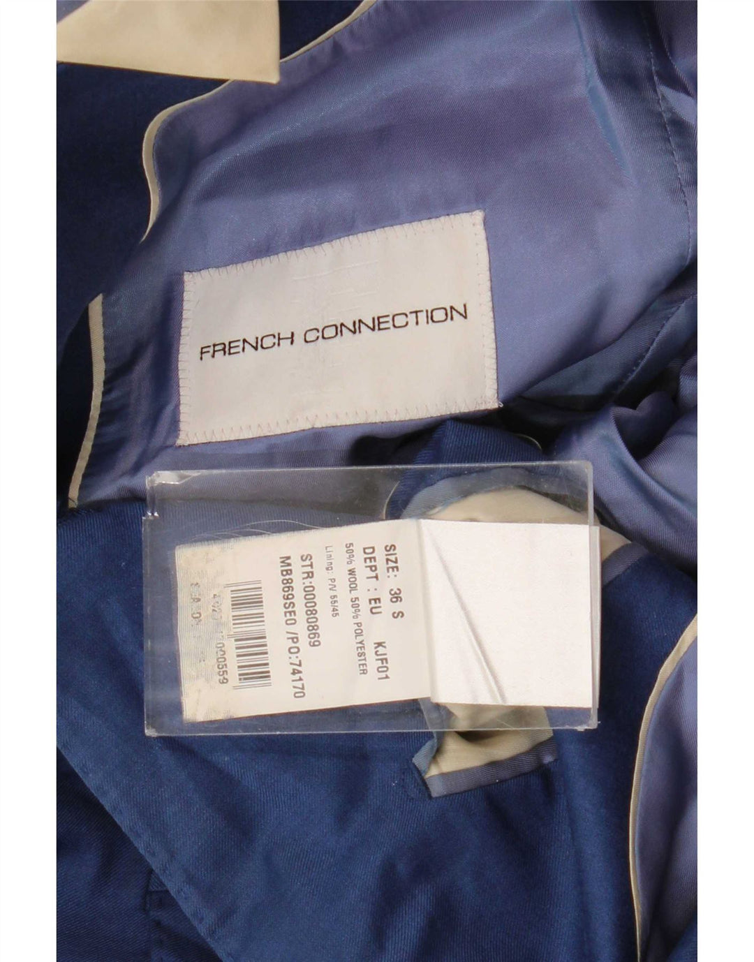 Giacca blazer da uomo a 2 bottoni con maniche a 3/4 French Connection UK 36 piccola blu