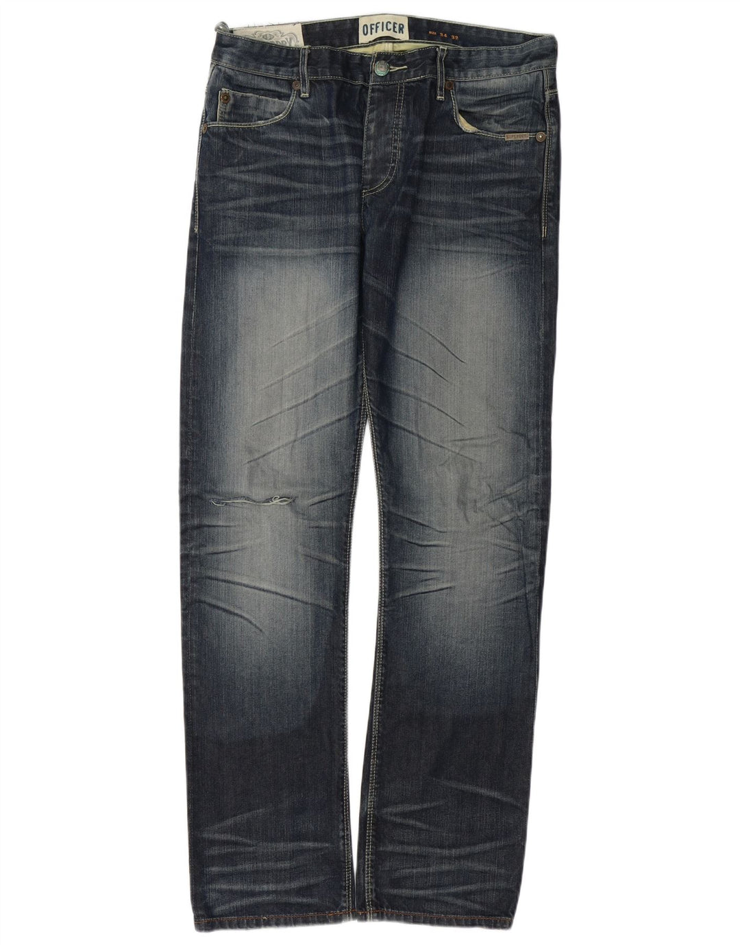 Jeans dritti da uomo Superdry Officer W34 L32 in cotone blu