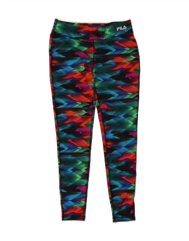 FILA Womens Leggings UK 10 Small  Multicoloured Chevron Polyester Vintage Fila and Second-Hand Fila from Messina Hembry 