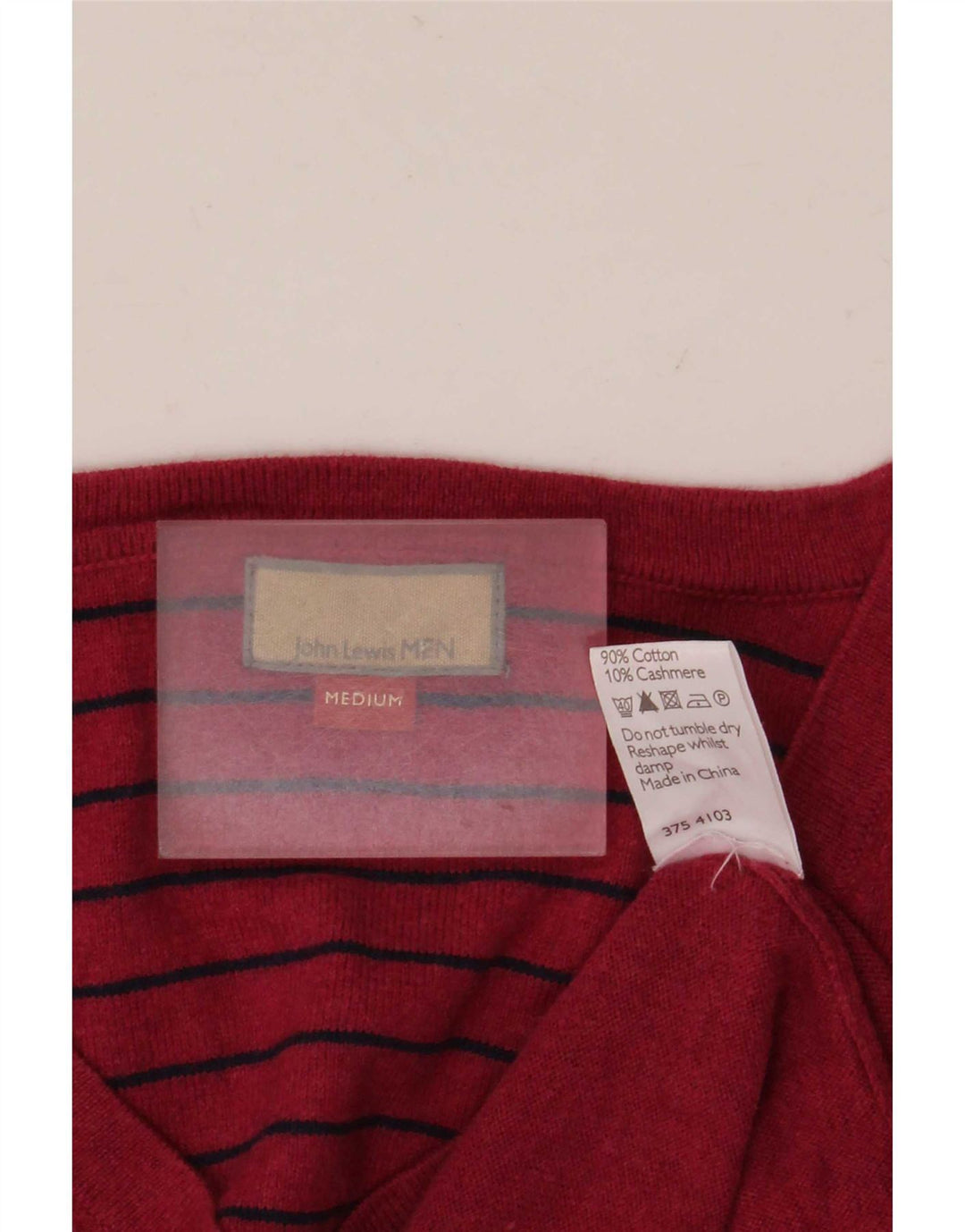 Maglione da uomo con scollo a V John Lewis in cotone rosso medio